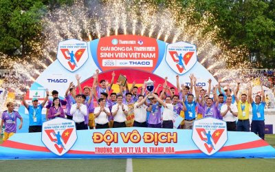 TRƯỜNG ĐẠI HỌC VĂN HÓA, THỂ THAO VÀ DU LỊCH THANH HÓA ĐẠT CÚP VÔ ĐỊCH GIẢI BÓNG ĐÁ THANH NIÊN SINH VIÊN VIỆT NAM LẦN THỨ 3 NĂM 2025 - CUP THACO